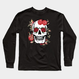 skull with roses Long Sleeve T-Shirt